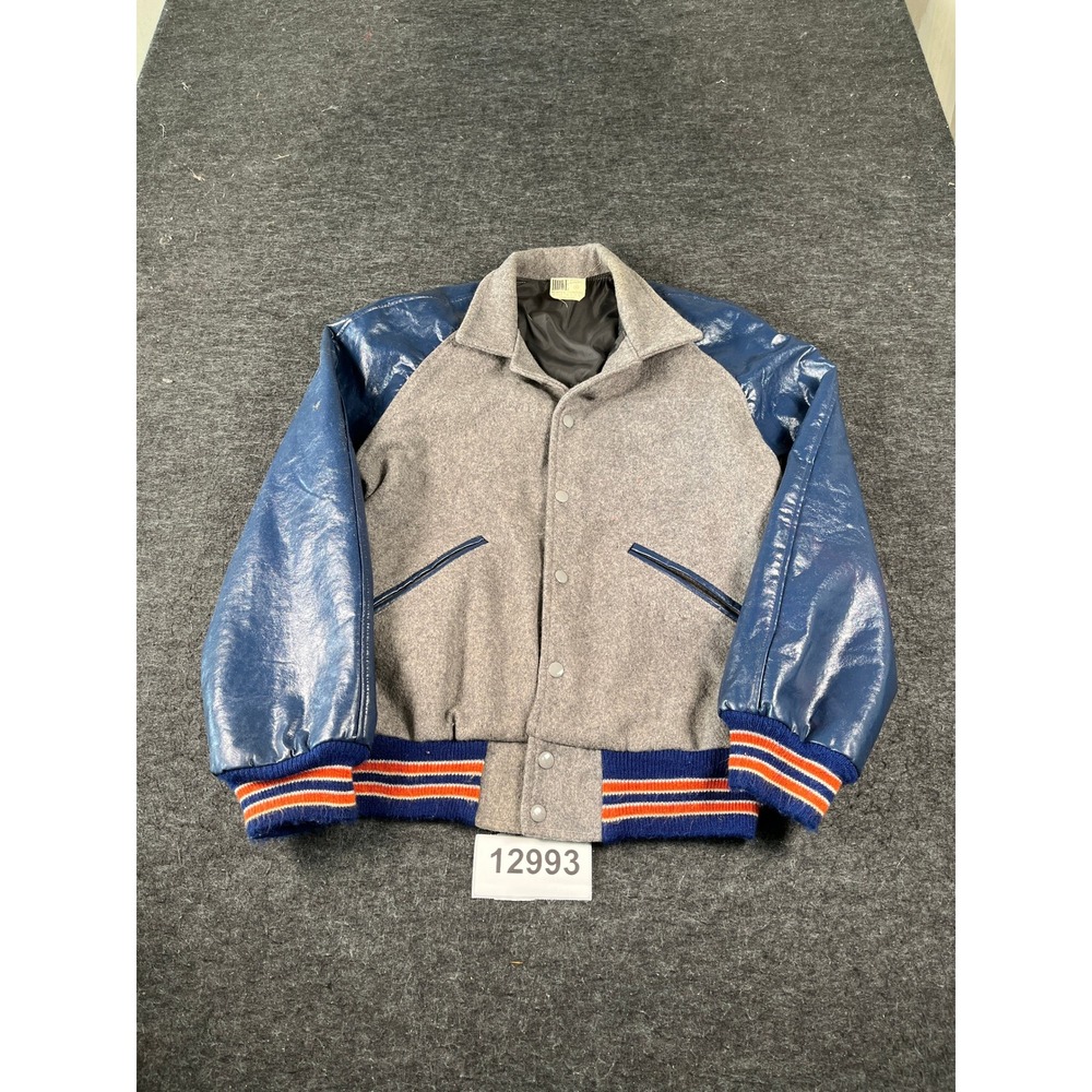 Howe Athletic Varsity Jacket Mens 40 Grey Blue Excellent Vintage USA Wool